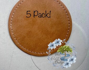 5 Pack Blank Sublimation Patches Rectangle Brown Faux Leather Threaded 3 X  2 With Adhesive for Hats Beanies Stockings 