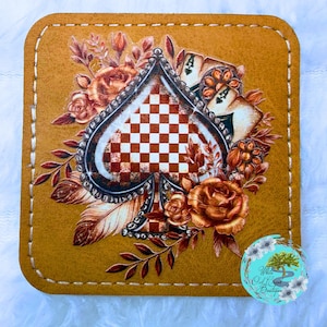 Ace of Spades Checkered Trucker Hat Patch Threaded 2 1/2” Square Country Western Rodeo Poker Cards  for Hats Jackets Beanies