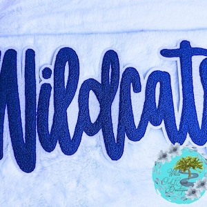LARGE Chenille Wildcat Patch 12” Wide Iron-On Patch DIY Royal Blue / White Felt Trim Kentucky Wildcats Mascots Football Team Spirit UK