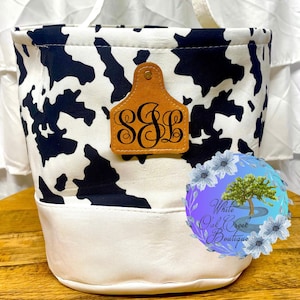 Cow Print Easter Basket Cow Tag Patch Personalized with Monogram or Name