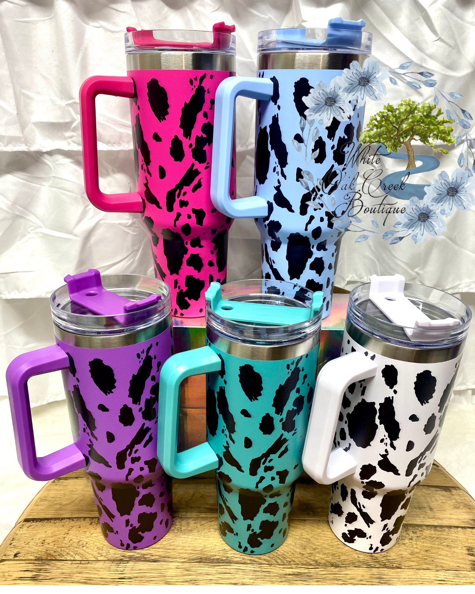 Glitter Cow print stanley dupe tumbler – MissCraftyCustoms