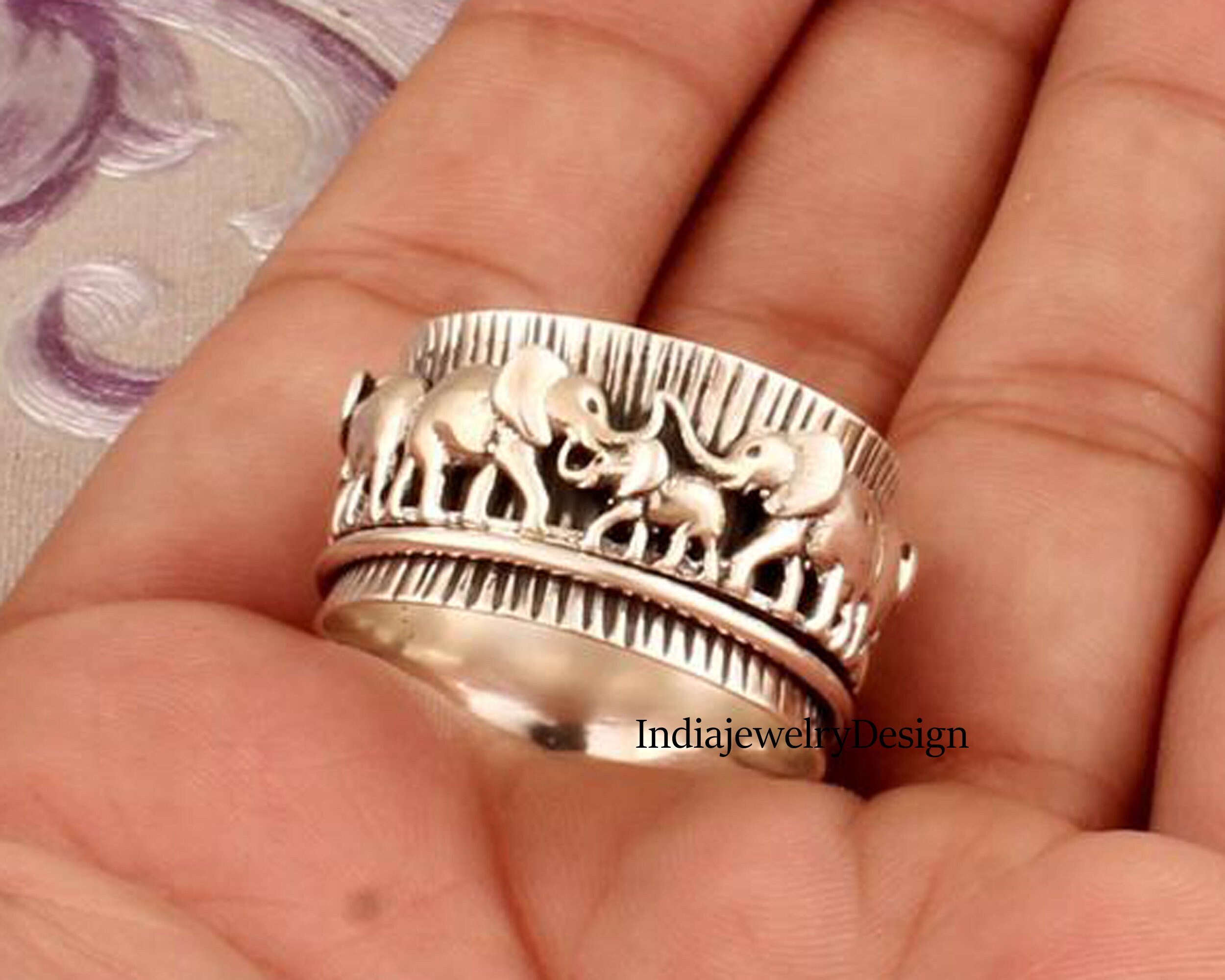 Elephant Ring 925 Sterling Silver Meditation Spinner Ring Handmade Statement Elephant Ring 925 Sterling Silver Meditation Spinner Ring Handmade Statement