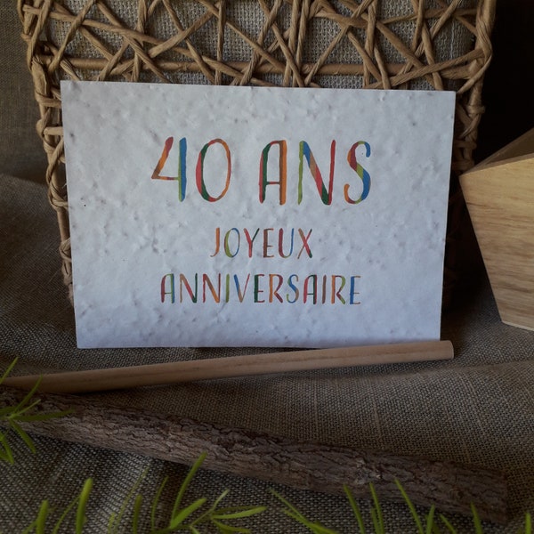 Carte à planter joyeux anniversaire avec âge 40 ans 30 ans 20 ans avec enveloppe cadeau joyeux anniversaire carte joyeux anniversaire