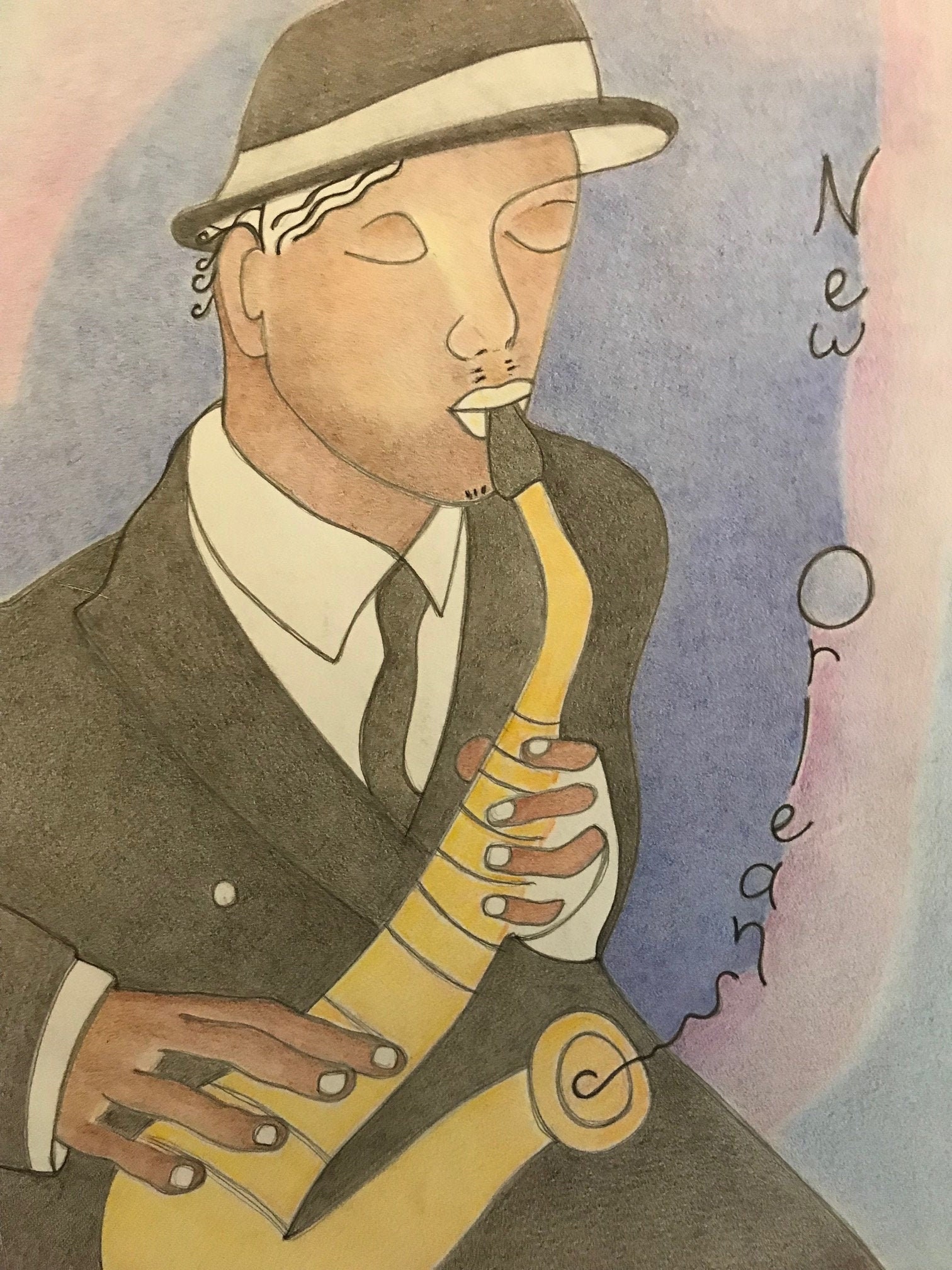 New Orleans Art Louisiana Art Jazz Musician Art Wall Art Digital