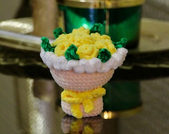 Ramo de rosas de crochet – Regalo de flores hecho a mano – Flores para siempre – Regalo romántico – Rosas amigurumi – Regalo de San Valentín o aniversario