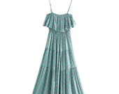 MILANA Maxi Dress Green Vintage chic women Floral print Rayon Cotton beach Bohemian Ladies Summer Boho dress vestidos