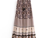 VIRSA SKIRT Vintage Bohemian floral print skirt High Elastic Waist A-Line Boho Vintage Chic Women Maxi Skirt Femme