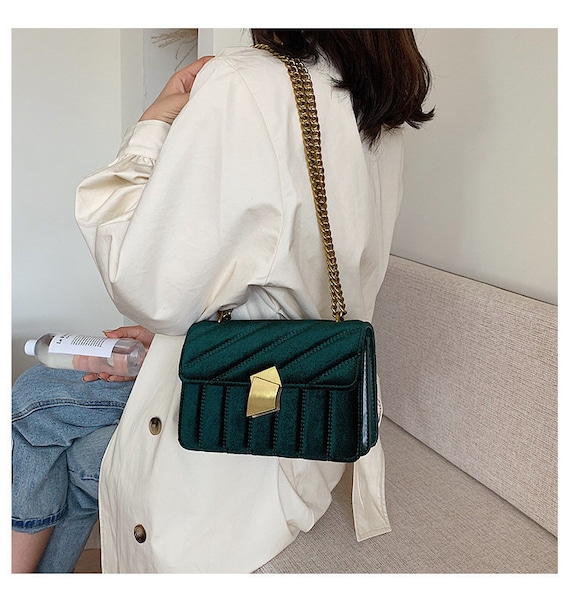 Chanel green sale velvet bag