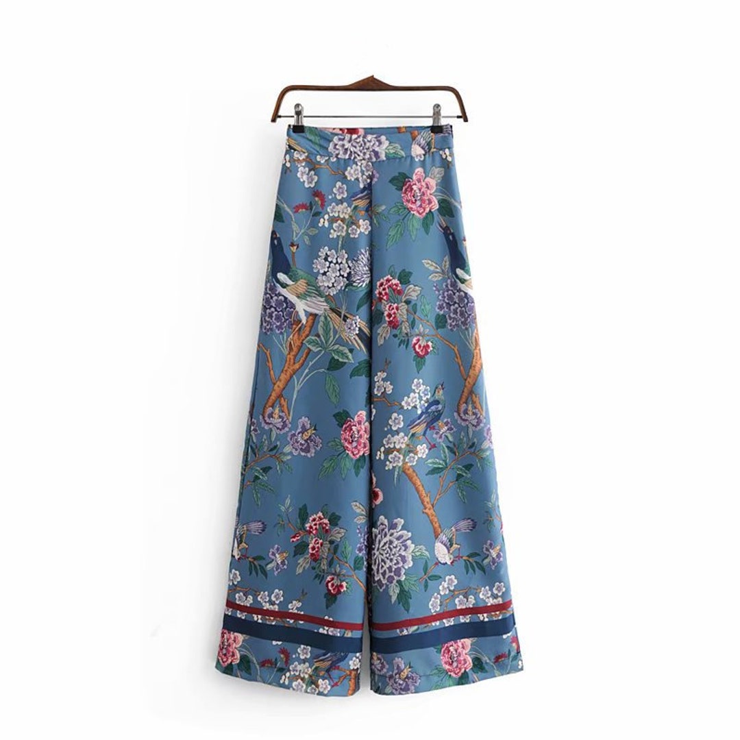 CIEL Wide-leg Culottes Vintage Chic Women Birds Print - Etsy UK