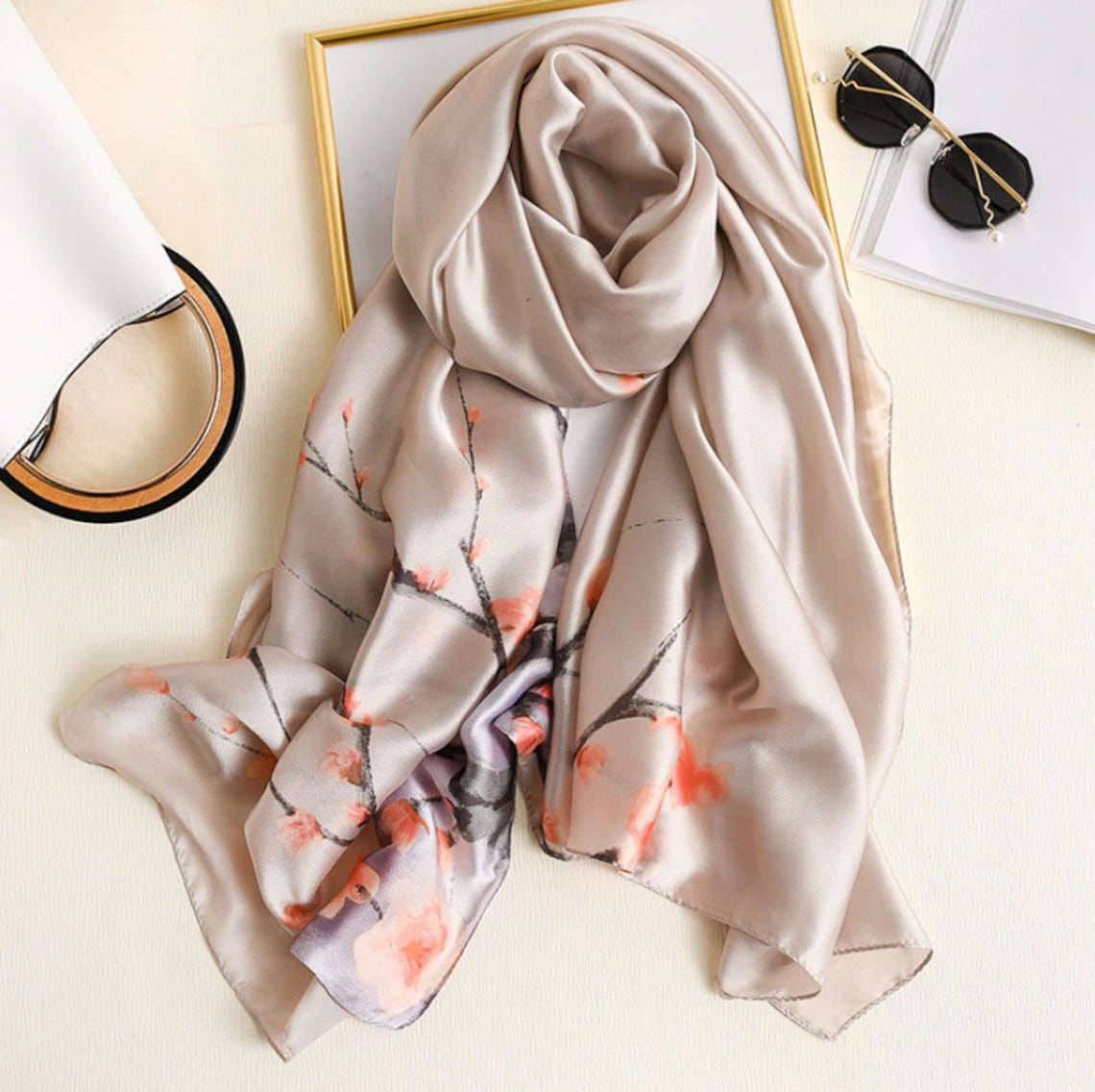 LARGE SQUARE SCARF LUXE BLACK main image 1