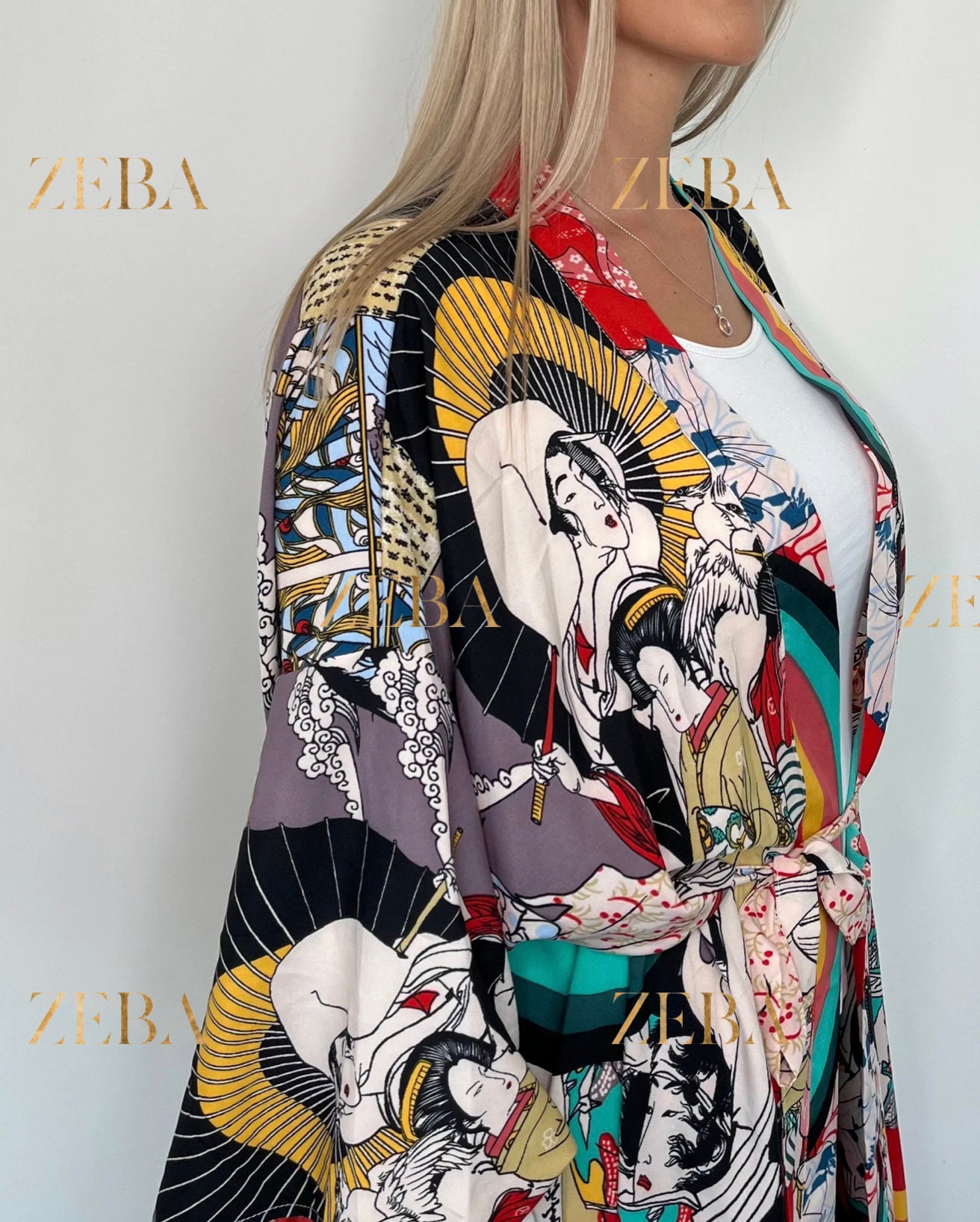 IKIGAI Japanese Art Inspired Kimono Robe Boho Dressing - Etsy