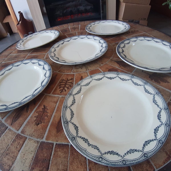 Lot de 6 Assiettes Terre de fer - Salins terre de fer - Assiette française vintage - 1900