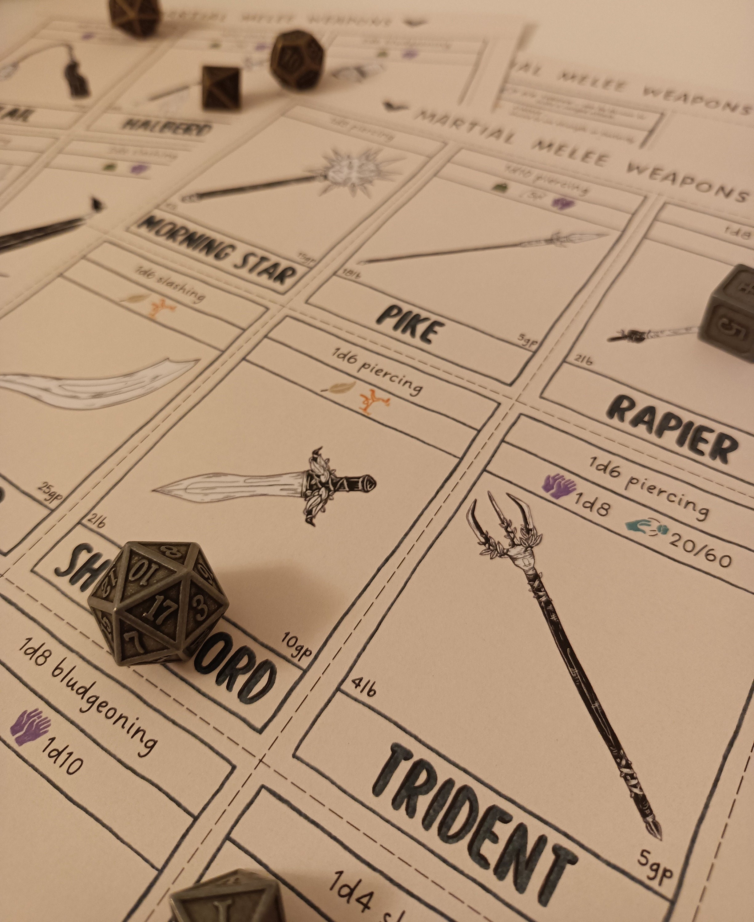 Downloadable Dnd Item Cards Simple and Martial Melee Weapons Etsy