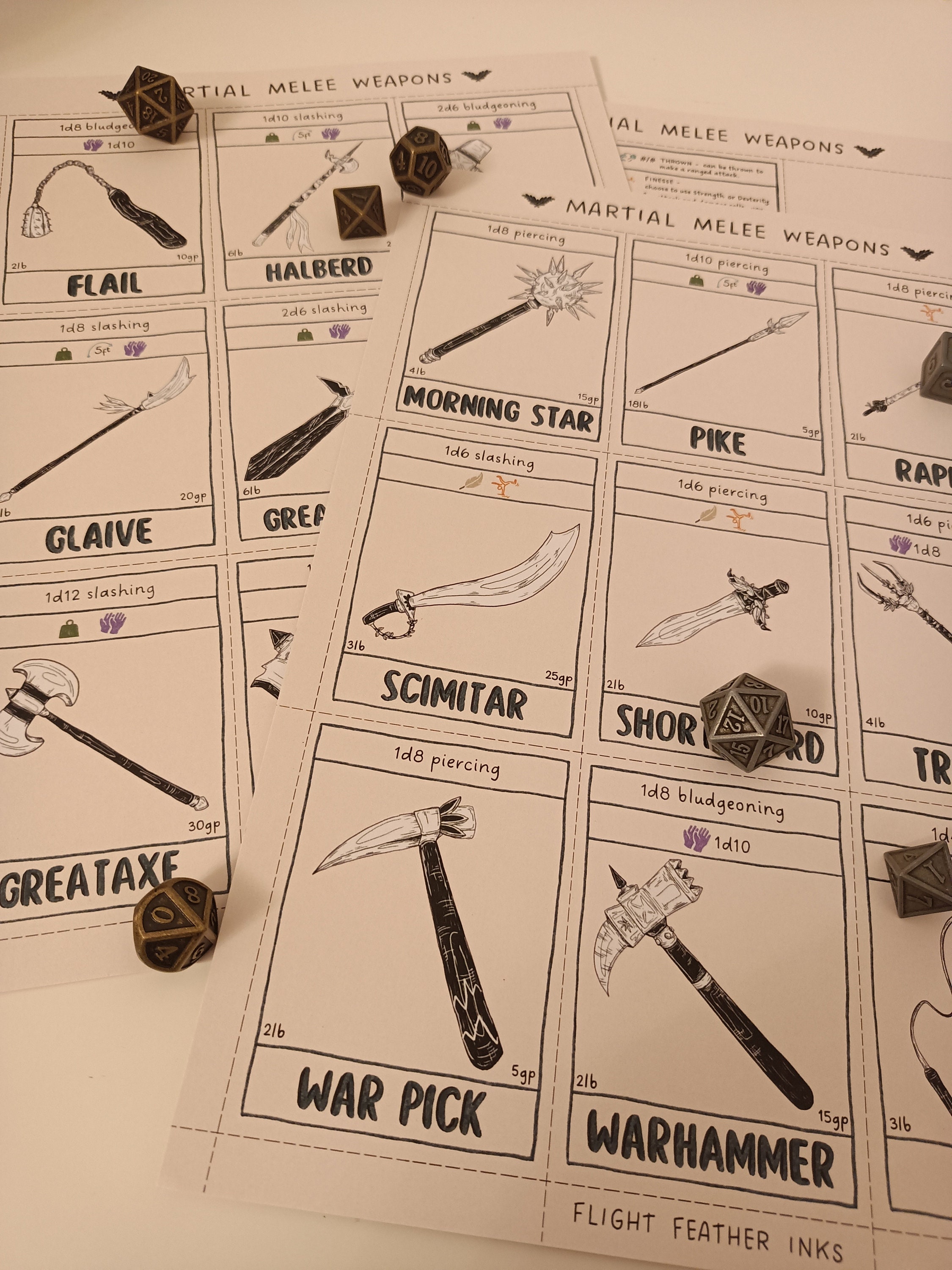 Downloadable Dnd Item Cards Simple and Martial Melee Weapons Etsy