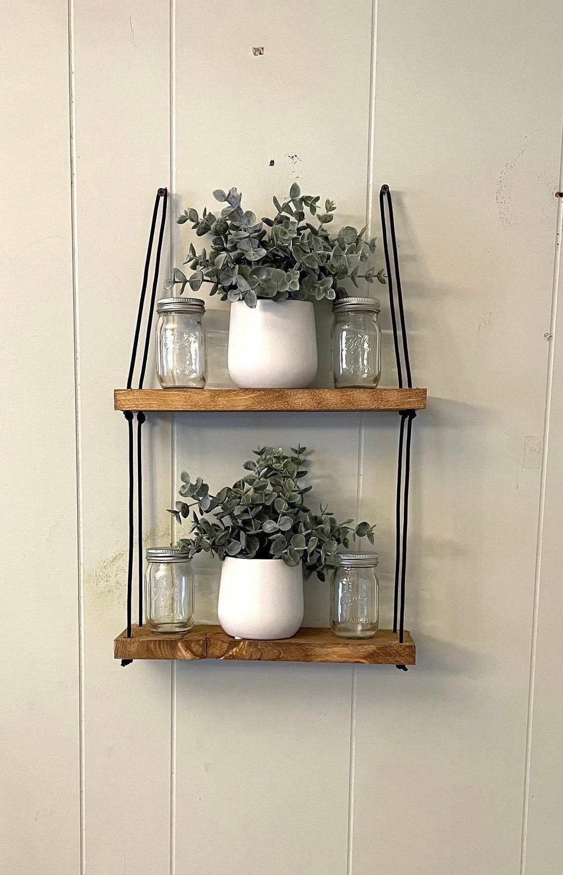 Tiered Wall Shelf Tiered Hanging Shelf Rope Shelves Etsy