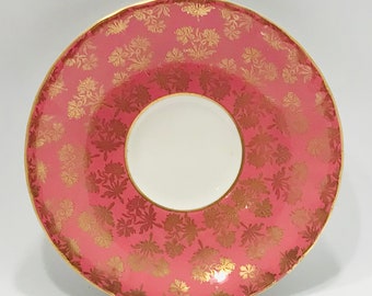Ersatz Aynsley 5,5 Zoll Pink mit Gold Blätter Untertasse