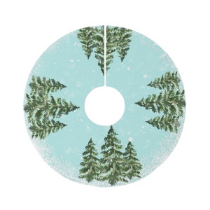 Whimsical Winter Snowy Trees Round Tree Skirt