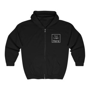 Your Logo Here Unisex Heavy Blend Full Zip Hooded Sweatshirt, Custom Logo Apparel, Custom Work Apparel, Custom Work Clothes