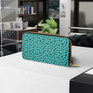 Cartera, Cartera con estampado de guepardo, Cartera con estampado de leopardo, Cartera con cremallera con estampado animal, Cartera de mujer, Regalo para ella, Piel sintética sin crueldad