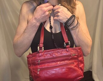 Vintage Red Leather handbag Sas