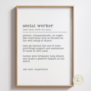 Definición de trabajador social imprimible/Regalo para trabajador social/Reconocimiento/Agradecimiento/Regalo para trabajador social infantil/Descarga digital