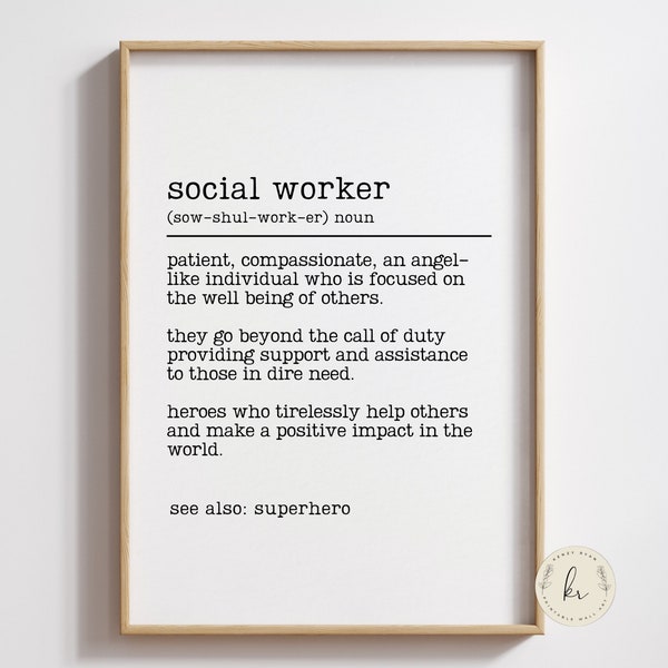 Social Worker Definition Printable|Gift for Social Worker|Social Worker Appreciation|Thank You Gift|Child Case Worker Gift| Digital Download