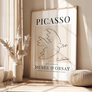 Picasso Dove of Peace Exhibition Poster: Line Art Print (Digital Download)
