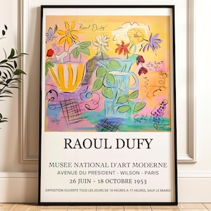 Cartel de la exposición de Raoul Dufy, exposición de arte, D'Art Moderne 1953, impresión de museo, descarga digital, Museo Nacional de Arte, arte floral
