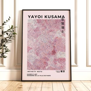 Póster de Yayoi Kusama "Infinito Rosa", Arte Minimalista Japonés, Arte Mural Rosa, Descarga Digital