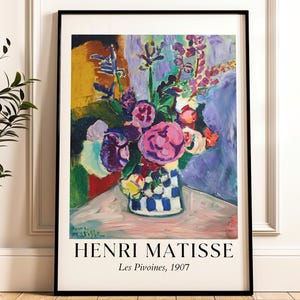 Affiche Henri Matisse, Les Pivoines 1907, Art floral Matisse, Poster d'art, Art nouveau, Pivoines, Art floral Matisse, Poster Matisse