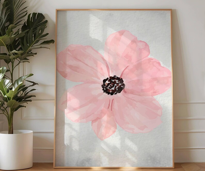 Watercolor Pink Floral Print, Flower Wall Art,botanical Wall Art ...