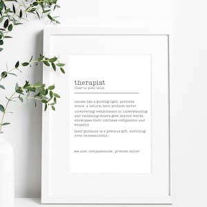 Therapist Definition Print,Printable Wall Art, Therapist Wall Art, Gift for Therapist,Modern Decor,Digital Download, Therapist Office Decor