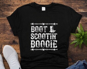 Boot Scootin' Boogie Shirt - 90s Country Lyric Shirt - Western Style T-Shirt - Gift For Country Music Fan - Country Dancing T-Shirt