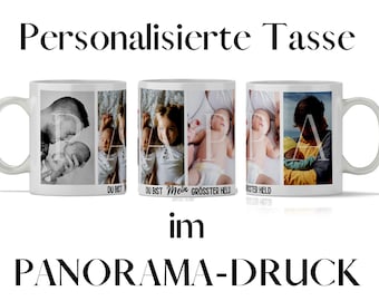 Tasse personalisiert mit Bilder im Panoramadruck für Vatertag oder Geschenk für Papa