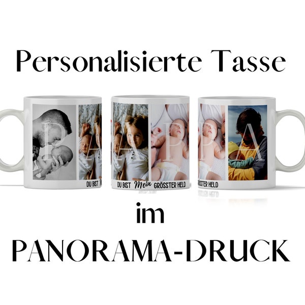 Tasse personalisiert mit Bilder im Panoramadruck für Vatertag oder Geschenk für Papa