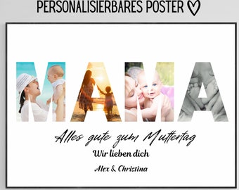 Geschenk für Mutter, Geschenkidee Muttertag, Fotoposter, FotoCollage personalisiert mit Wunschtext und Fotos, personalisiertes Geschenk Mama