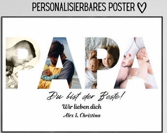 Geschenk für Vater, Geschenkidee Vatertag, Fotoposter, Foto-Collage personalisiert mit Wunschtext und Fotos, personalisiertes Geschenk Papa