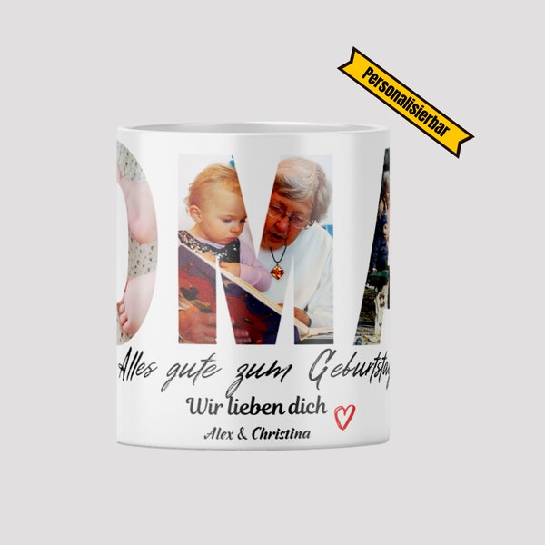 Personalisierbar Oma bedruckte Tasse Muttertag Geschenk Großmutter Tochter Sohn Enkel Geburtstag Weihnachten runder Geburtstag eigene Bilder