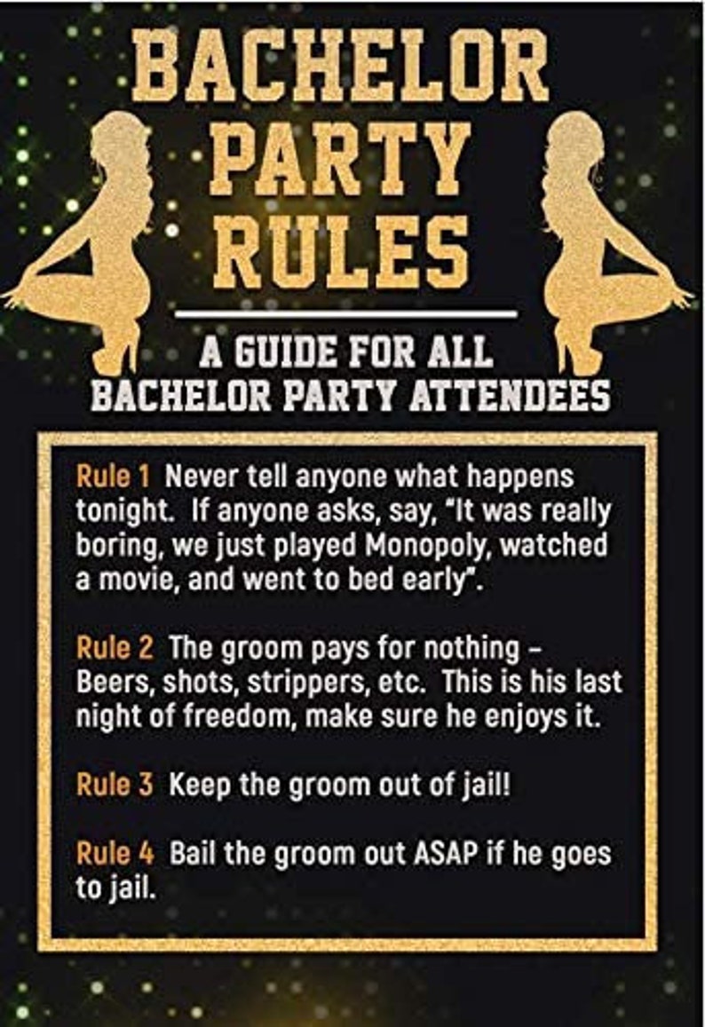 Bachelor Party Rules set of 8 Funny Gag Gift for Groom to Be Etsy