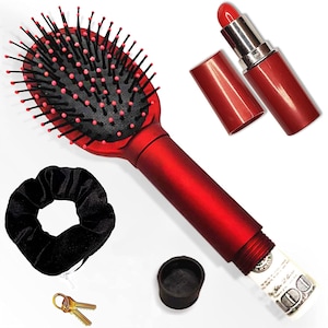 Women's Diversion Safe Bundle - Hair Brush, Scrunchie, & Lipstick Safe, Hide Valuables Cash Pills Jewelry | Secret Stash Travel Container