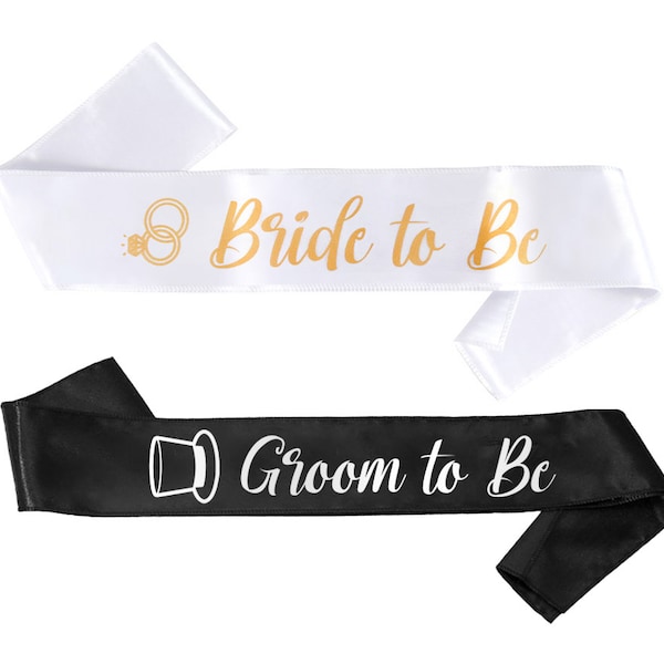 Bride to Be and Groom to Be Sash Set by Brosash - Bachelorette Party Supplies Engagement Party Favors Bridal Shower Sashes Decorations