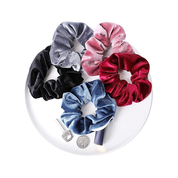 Zipper scrunchie Safe (3 Pack) - Velvet Stasher scrunchies Compartment for Cash Cards Keys Valuables | Hair bun ties womens Diversion safes