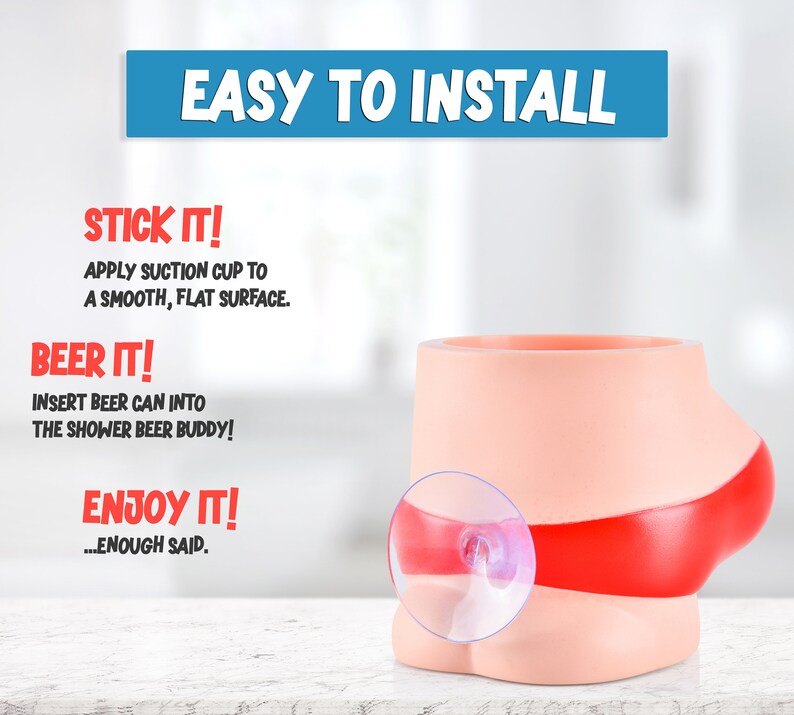 Shower Beer Buddy Red Bikini Shower Beer Can Holder W/ Silicone Suction