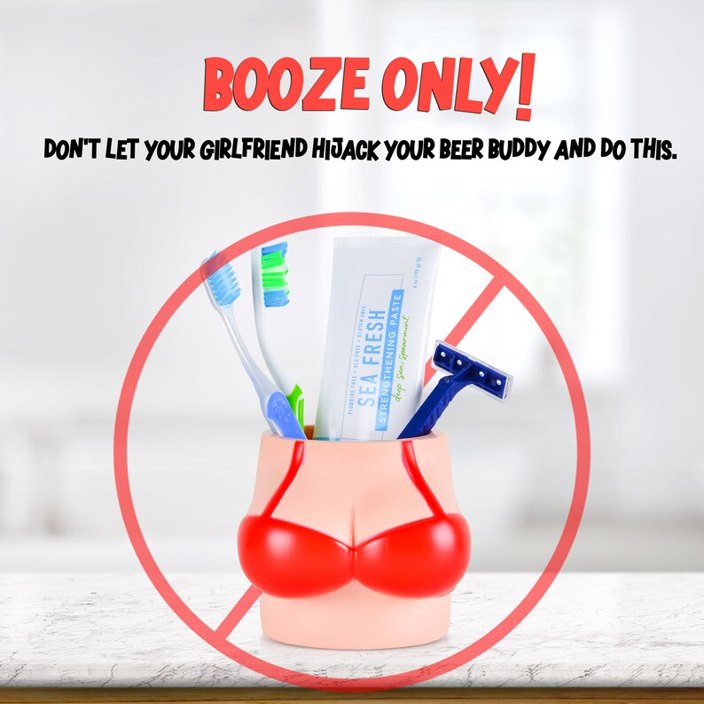 Shower Beer Buddy Red Bikini Shower Beer Can Holder W/ Silicone Suction