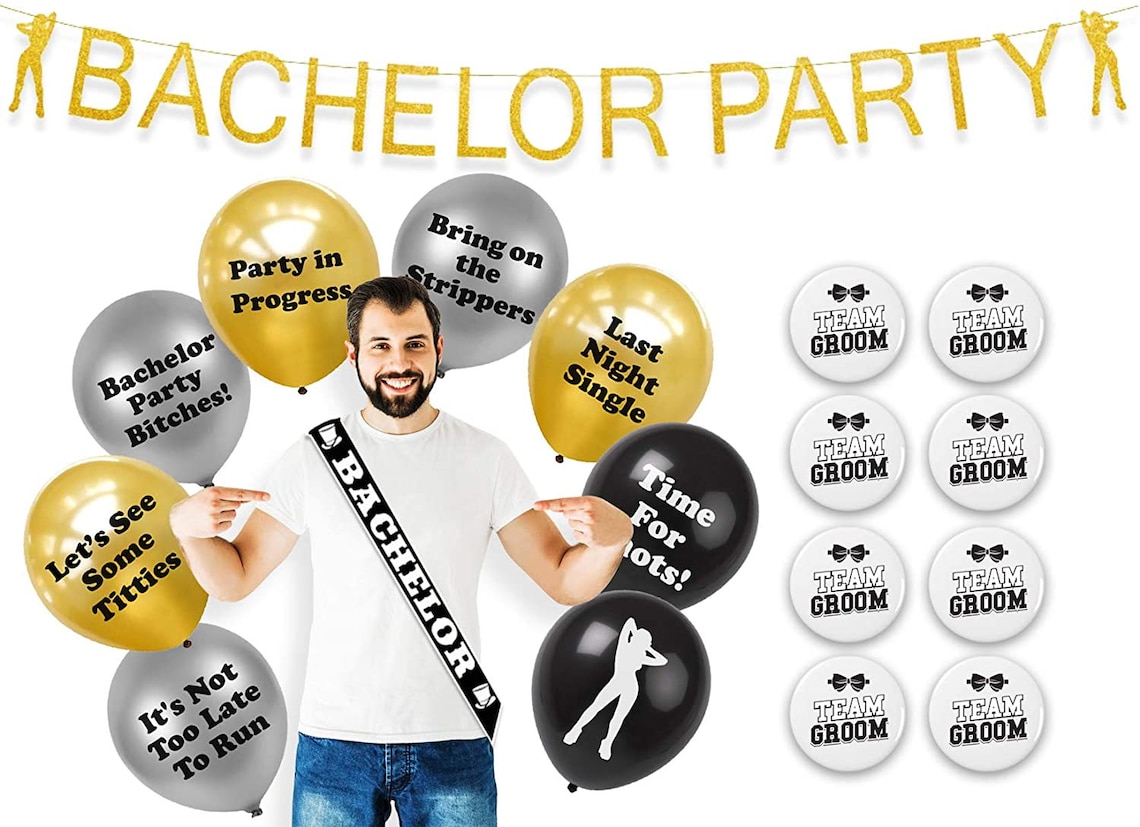 BroSash Bachelor Party Decoraciones Gold Bachelor Banner Etsy