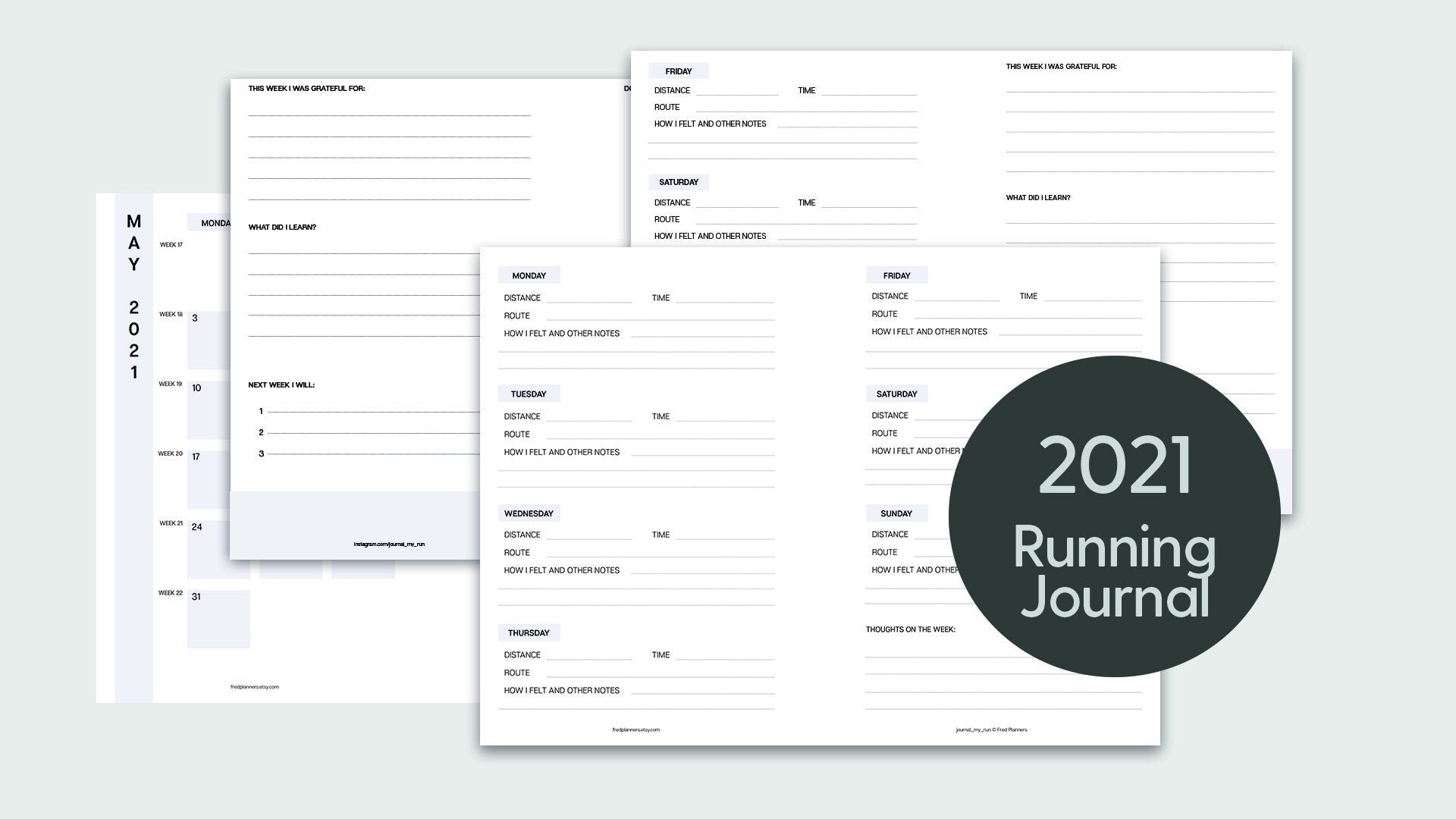 Journal My Run Running Journal 2021 Exercise Tracker Etsy