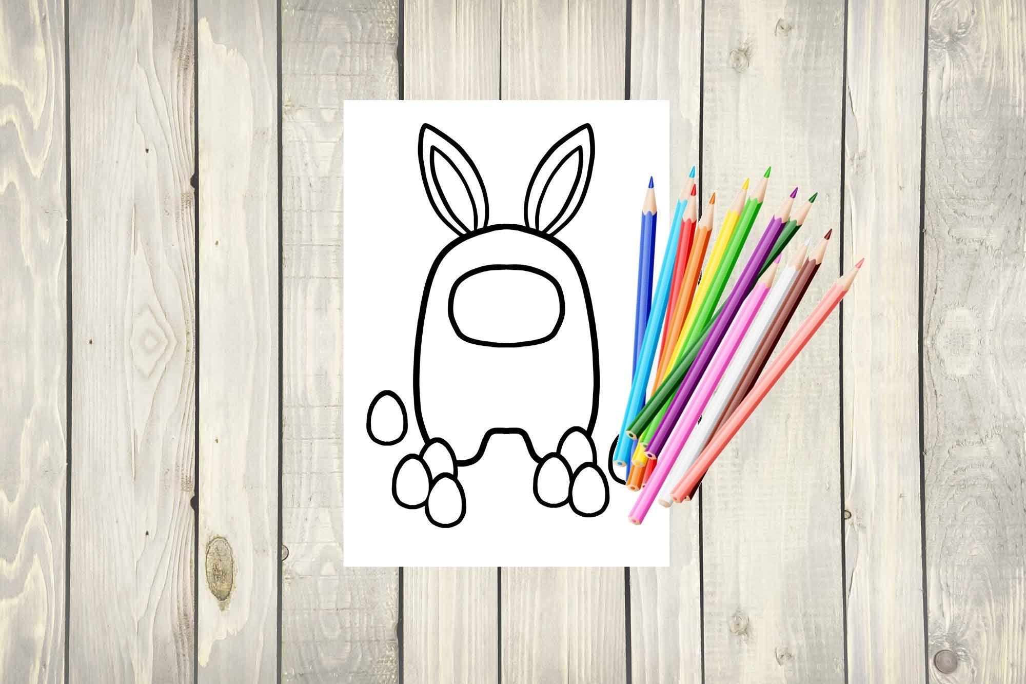 Kids easter among us printable colouring page | Etsy