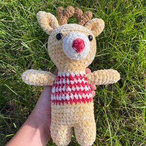 10&quot; Cute Crochet Rudolph Christmas Reindeer Plushie