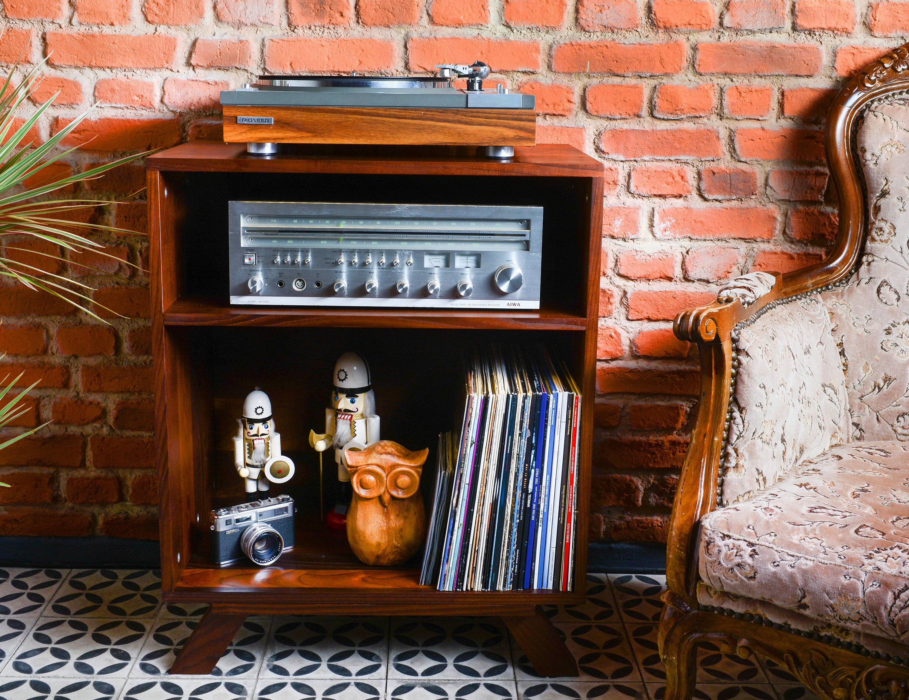 Support de Tourne-Disque Moderne Du Milieu Siècle, Stockage Plateau Tournant Lp, Échafaudage Récupér