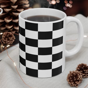Checkered Flag Black & White Collection Ceramic Mug 11oz by CrewCity image 1